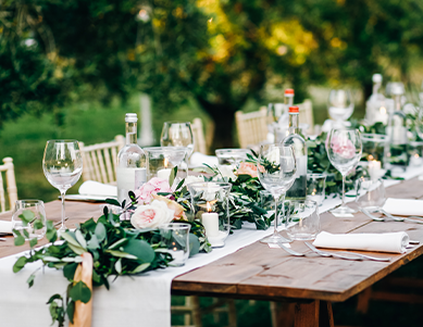 Floral Garland Eucalyptus Pink Flowers Lies Table